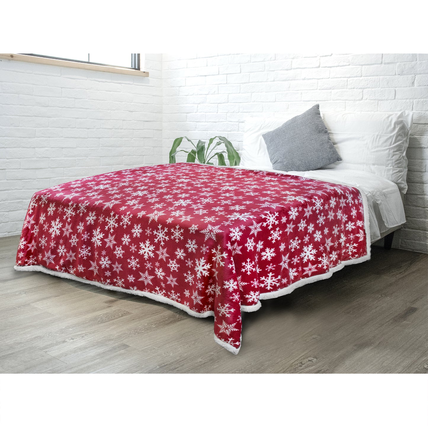 Christmas Blanket Holiday Theme Print Warm Sherpa Fleece Throw Sofa Couch Bed