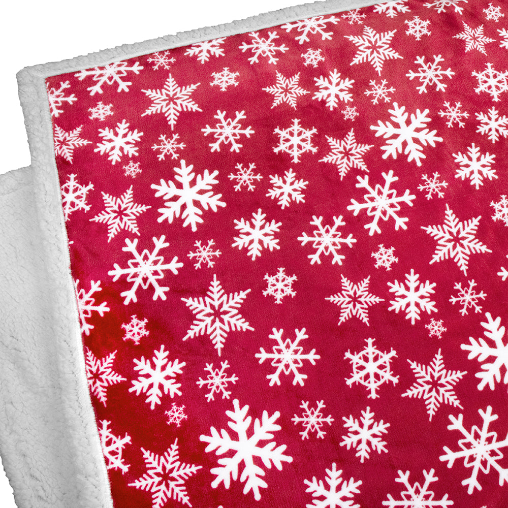 Christmas Blanket Holiday Theme Print Warm Sherpa Fleece Throw Sofa Couch Bed