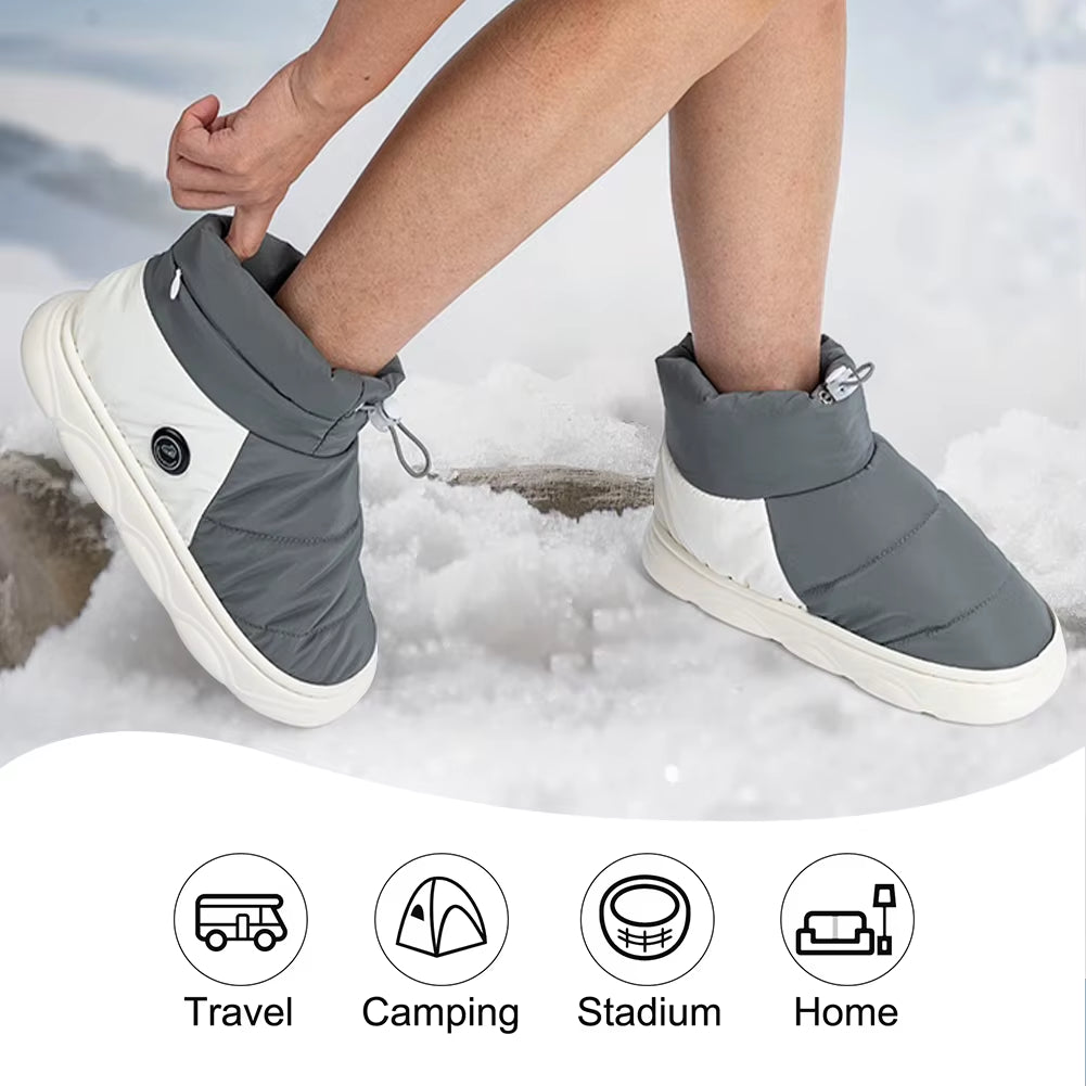 Unisex Winter Heated Shoes with 3 Heating Levels Women Men Electric Heating Slippers Rechargeable Warm Snow Boots for Winter