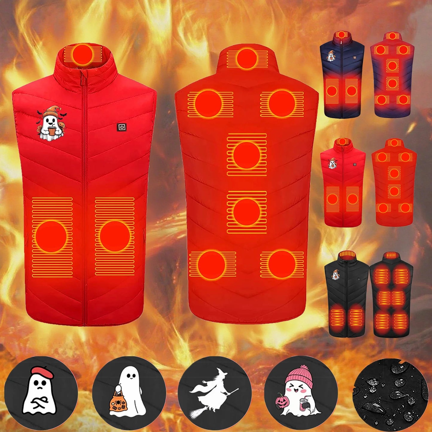 Heated Vest 9 Heating Zones plus Size Lightweight Unisex Heated Jacket 3 Temperature Control USB Electric Winter Coat with Pocket on Clearance Red 5XL