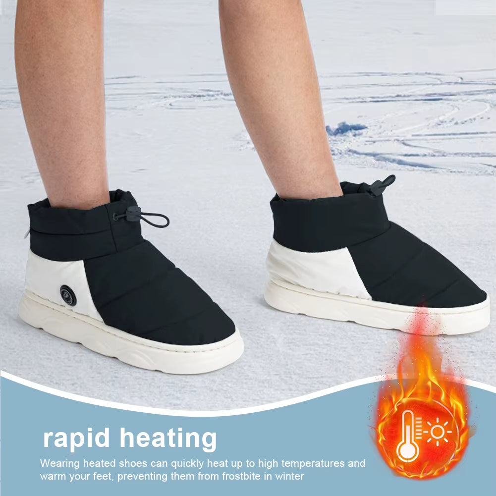 Unisex Winter Heated Shoes with 3 Heating Levels Women Men Electric Heating Slippers Rechargeable Warm Snow Boots for Winter