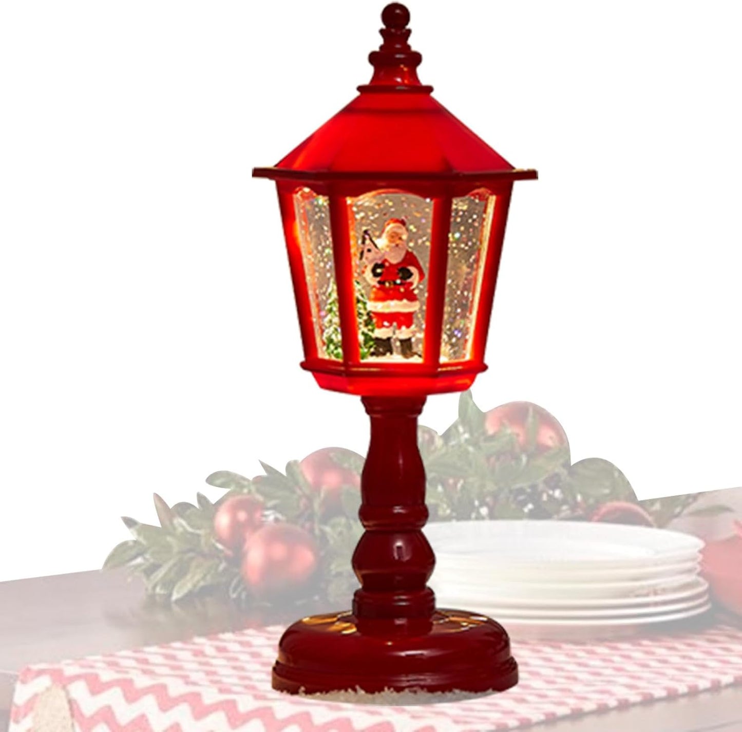 Hexagonal Snow Globe, Battery Operated Light, Cozy Snow Globe, Light up Lantern Decorative Wind Lamp, Ambient Warm Light, Glitter Lantern Decor Battery Powered Light Winter Snow Globe Sparkling Light