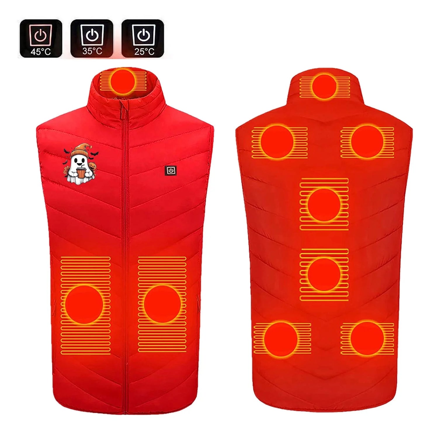 Heated Vest 9 Heating Zones plus Size Lightweight Unisex Heated Jacket 3 Temperature Control USB Electric Winter Coat with Pocket on Clearance Red 5XL