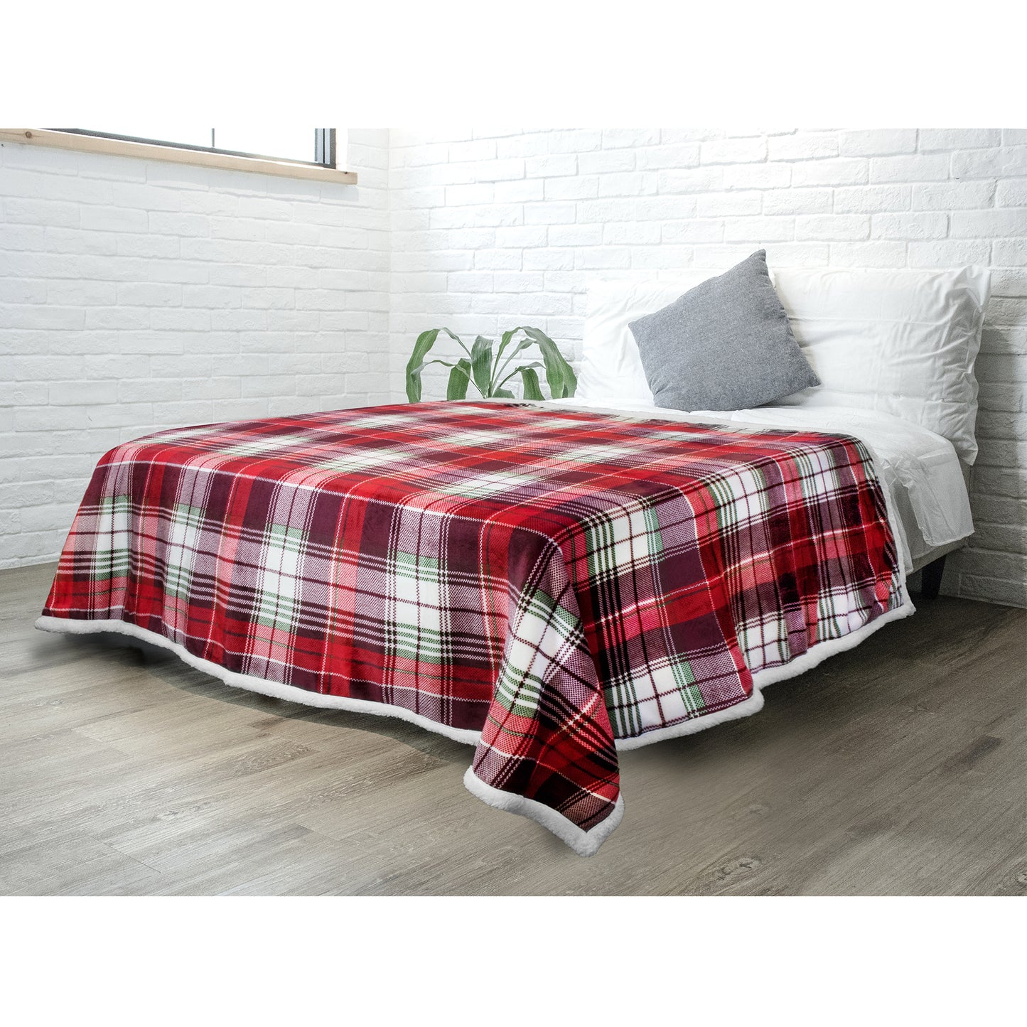 Christmas Blanket Holiday Theme Print Warm Sherpa Fleece Throw Sofa Couch Bed