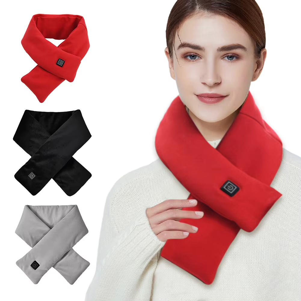 Warm Heated Scarf USB Charging Electric Heated Scarf Cold-Proof Thermal Neck Wrap Warmer Washable for Outdoor Camping Hiking