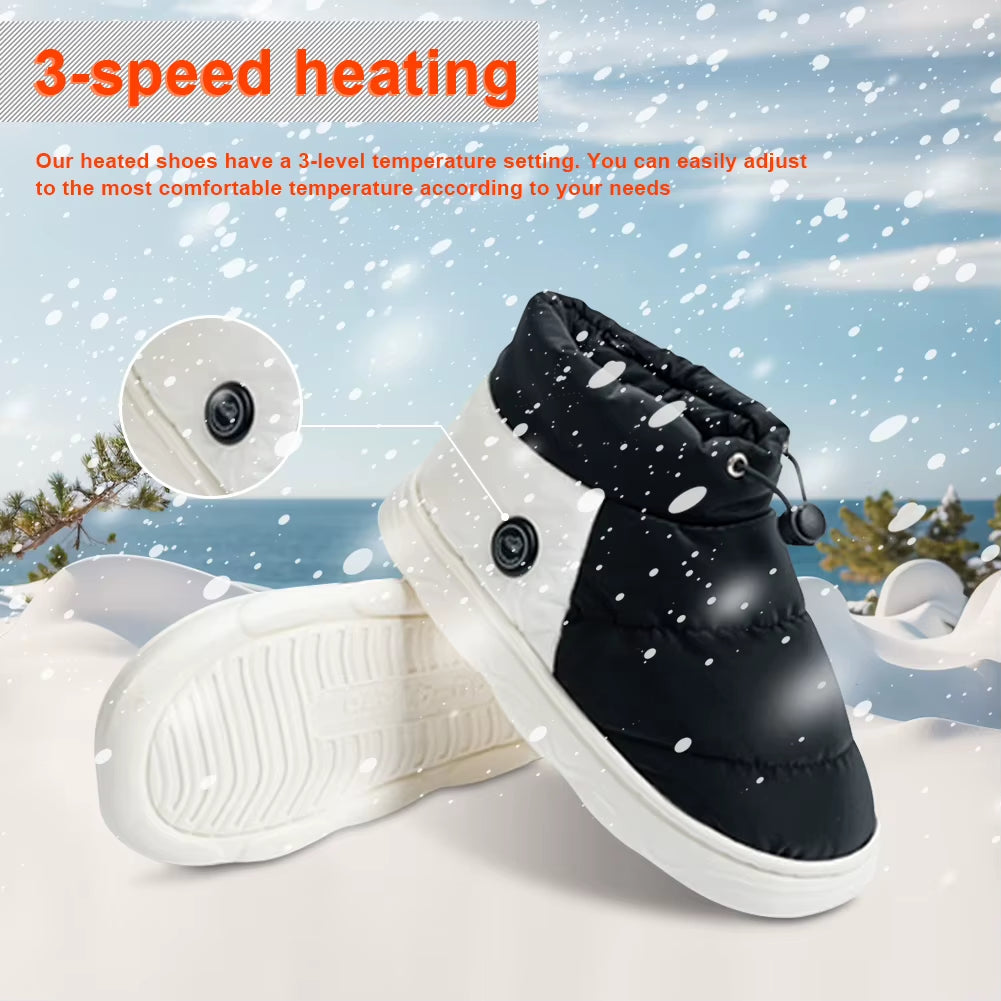 Unisex Winter Heated Shoes with 3 Heating Levels Women Men Electric Heating Slippers Rechargeable Warm Snow Boots for Winter