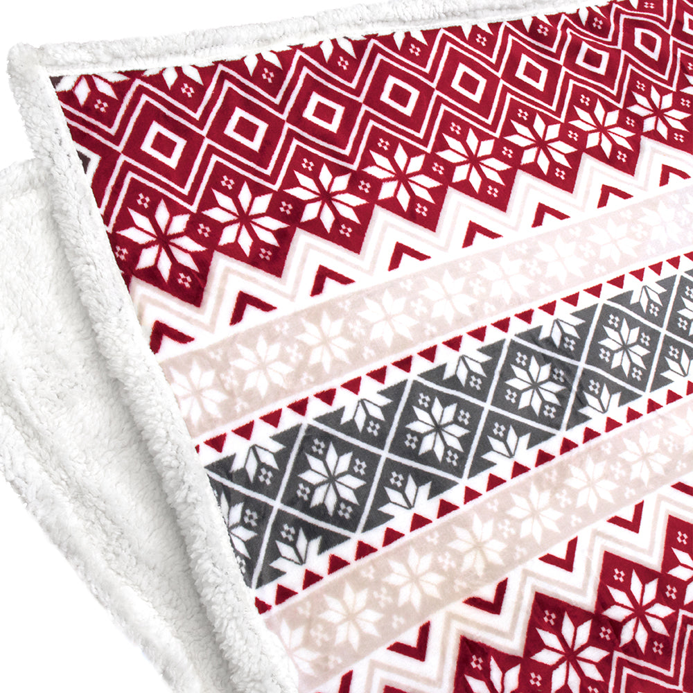 Christmas Blanket Holiday Theme Print Warm Sherpa Fleece Throw Sofa Couch Bed
