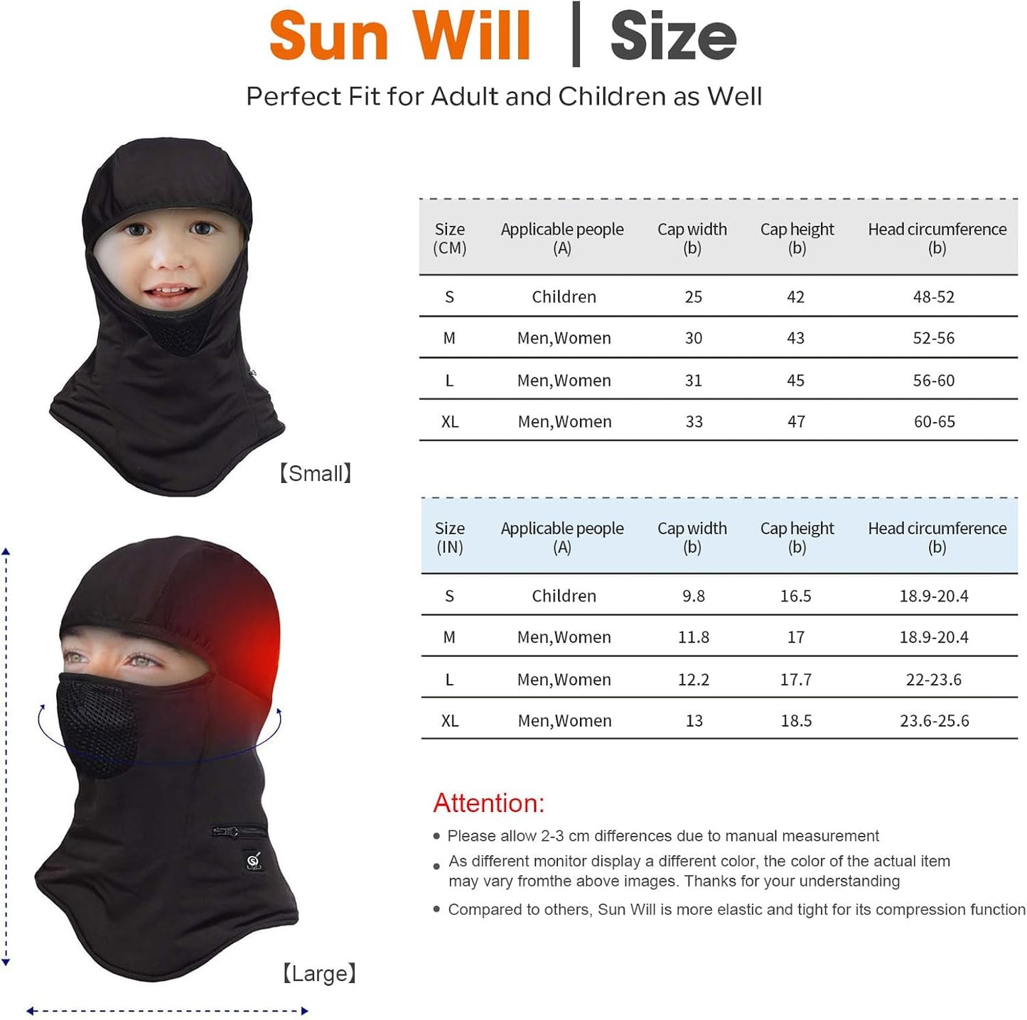 Heated Ski Mask Balaclava for Men & Women, Electric Heated Face Mask,Winter Outdoor Black Windproof