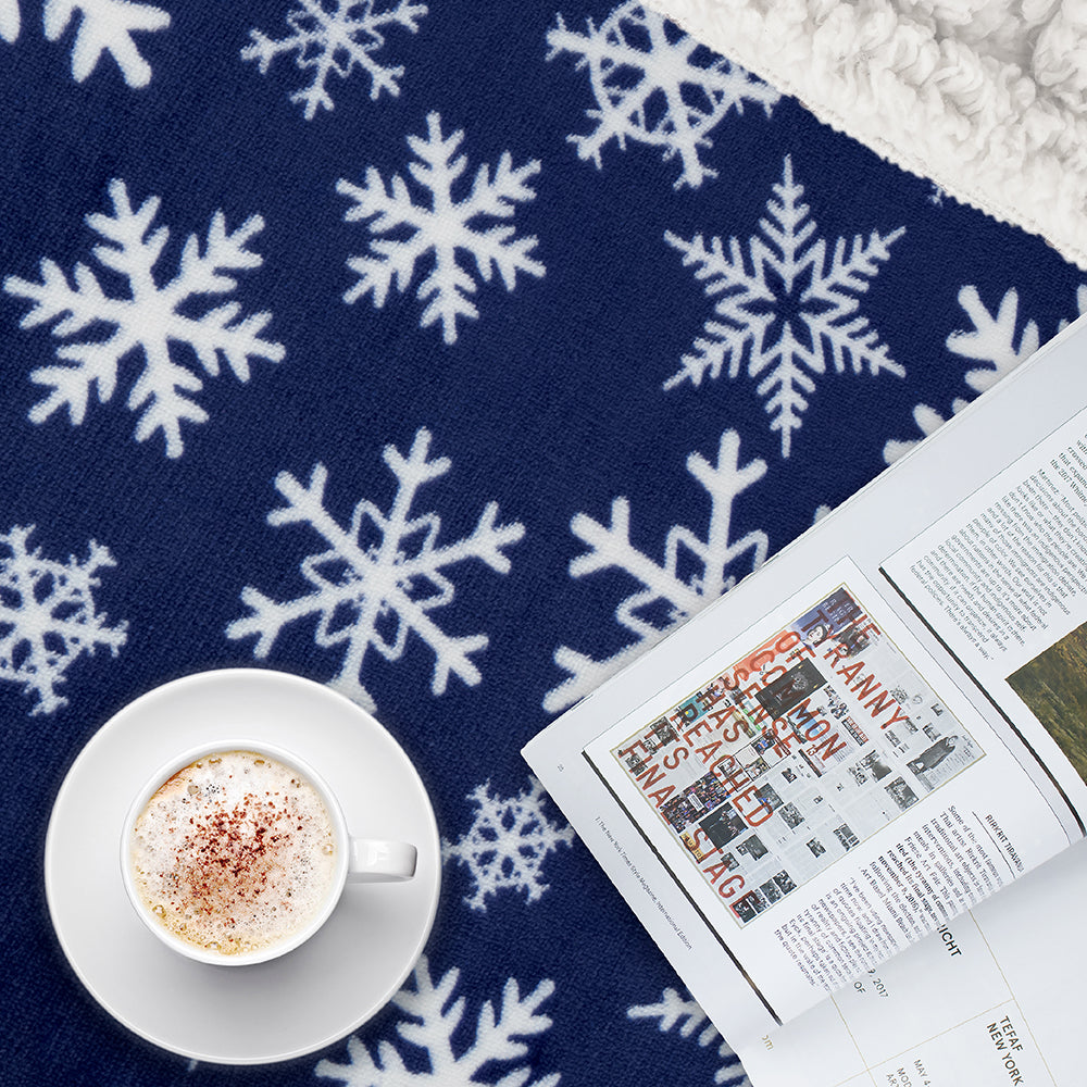 Christmas Blanket Holiday Theme Print Warm Sherpa Fleece Throw Sofa Couch Bed