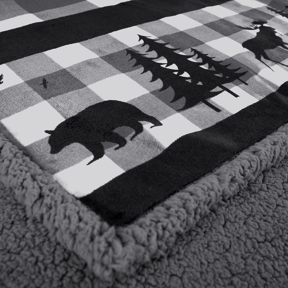 Christmas Blanket Holiday Theme Print Warm Sherpa Fleece Throw Sofa Couch Bed