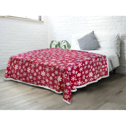 Christmas Blanket Holiday Theme Print Warm Sherpa Fleece Throw Sofa Couch Bed