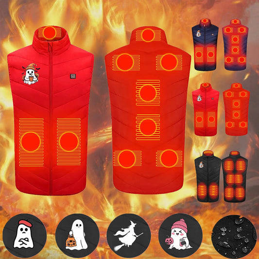 Heated Vest 9 Heating Zones plus Size Lightweight Unisex Heated Jacket 3 Temperature Control USB Electric Winter Coat with Pocket on Clearance Red 5XL