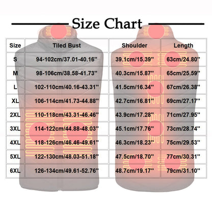 Heated Vest 9 Heating Zones plus Size Lightweight Unisex Heated Jacket 3 Temperature Control USB Electric Winter Coat with Pocket on Clearance Red 5XL