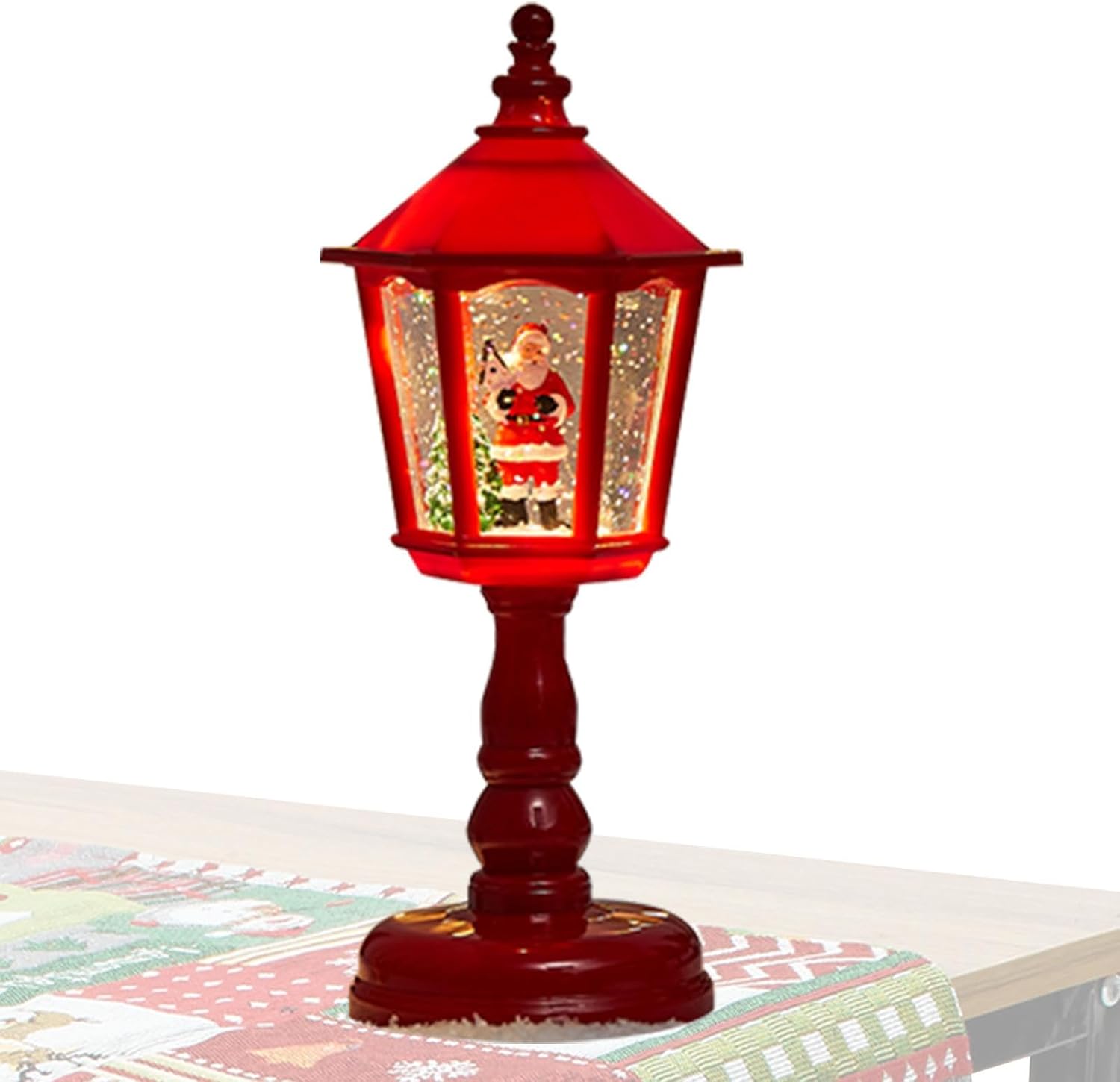 Hexagonal Snow Globe, Battery Operated Light, Cozy Snow Globe, Light up Lantern Decorative Wind Lamp, Ambient Warm Light, Glitter Lantern Decor Battery Powered Light Winter Snow Globe Sparkling Light