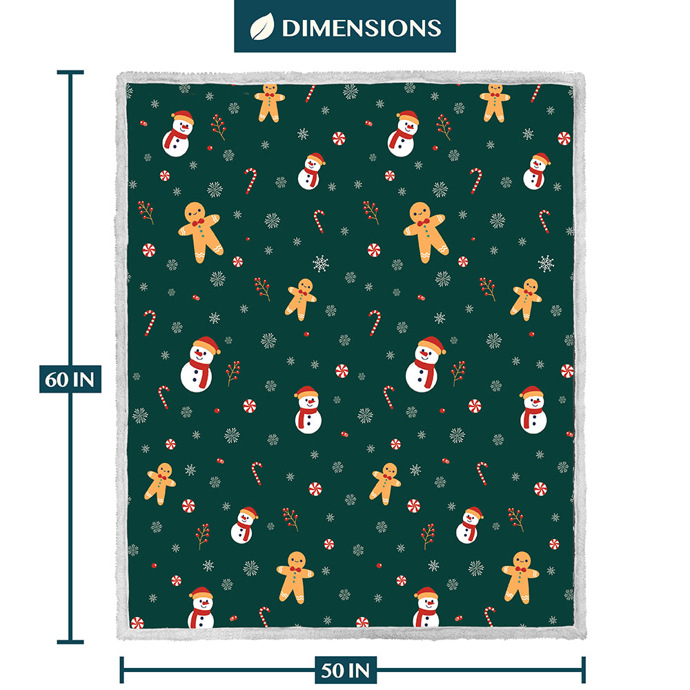 Christmas Blanket Holiday Theme Print Warm Sherpa Fleece Throw Sofa Couch Bed