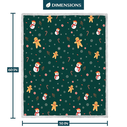 Christmas Blanket Holiday Theme Print Warm Sherpa Fleece Throw Sofa Couch Bed