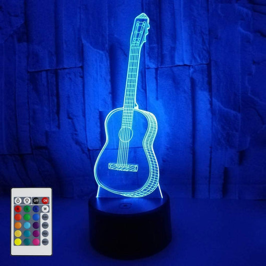 3D Guitar Illusion Lamp Night Light for Bedroom 16 Colors Changing Smart Touch Remote Control Optical Illusion Bedside Desk Lamps Home Decoration Boys & Girls Women Birthday Gifts