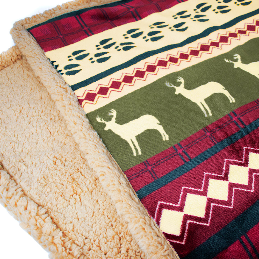 Christmas Blanket Holiday Theme Print Warm Sherpa Fleece Throw Sofa Couch Bed